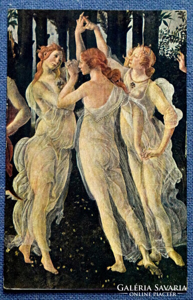 Antik festmény  képeslap/  Botticelli  Tavasz - Gráciák