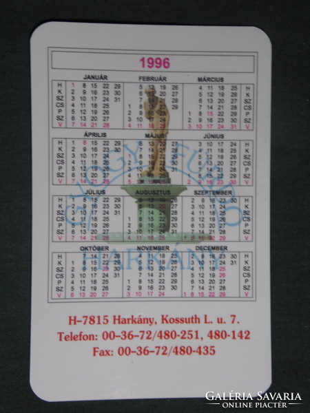 Card calendar, health spa Harkány, Zsolnay well, 1996
