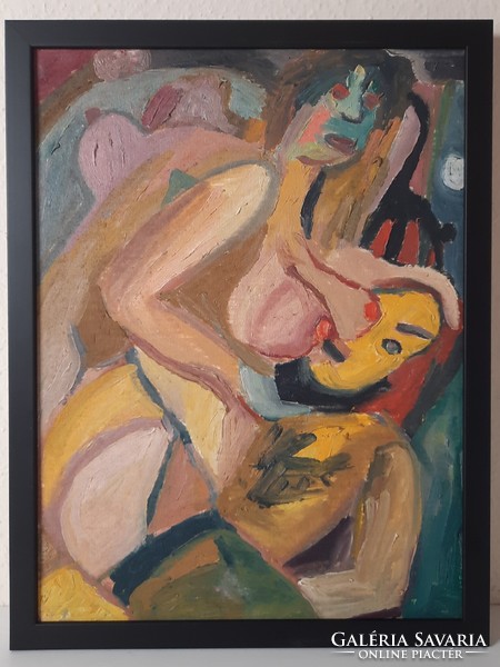 Miklós Németh: making love, 1990, painting