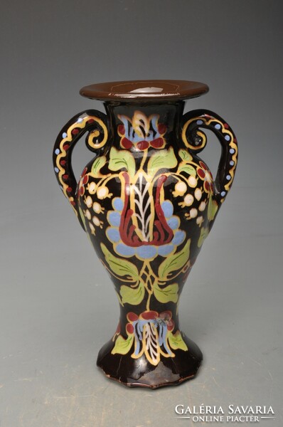 Hódmezővásárhely hmv Sándor amphora vase with head, marked. For collectors.