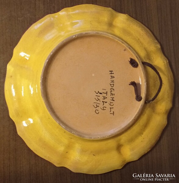 Jelzett Olasz kézműves fali tányér, 30 cm