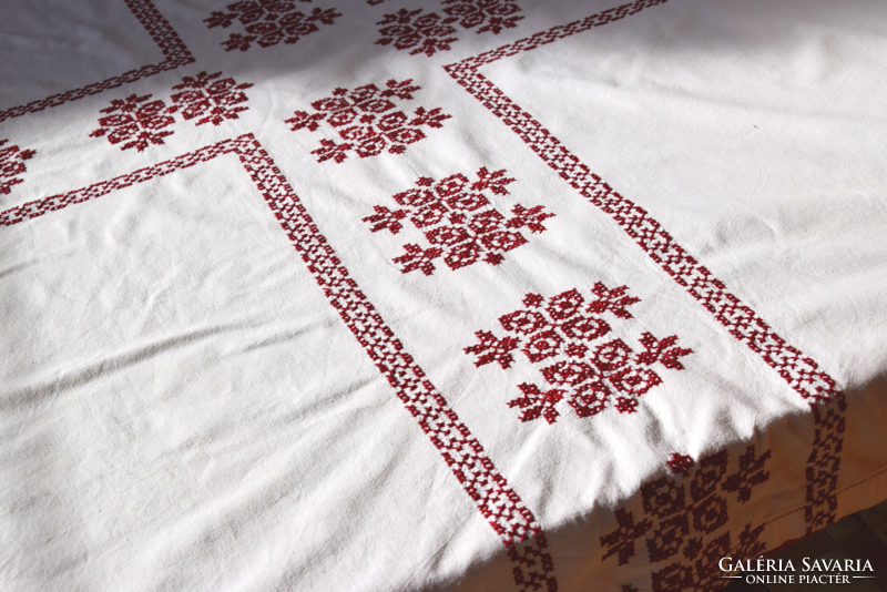Old folk traditional large linen tablecloth tablecloth tablecloth hand embroidered 149 x 123