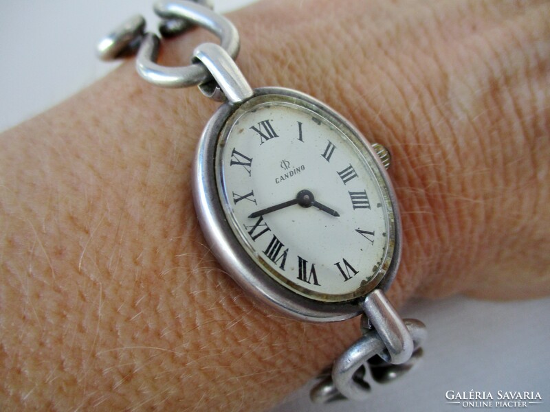 Beautiful old Candino silver watch with silver buckle