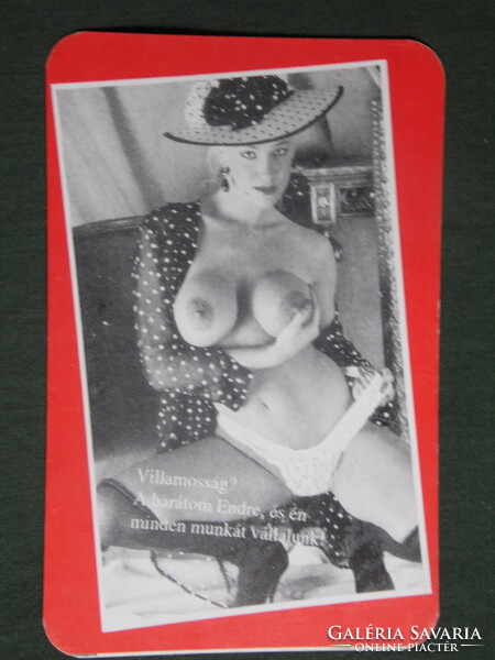 Card calendar, small business, Croatian electrician Endre, Csestreg, erotic female nude model, 1998