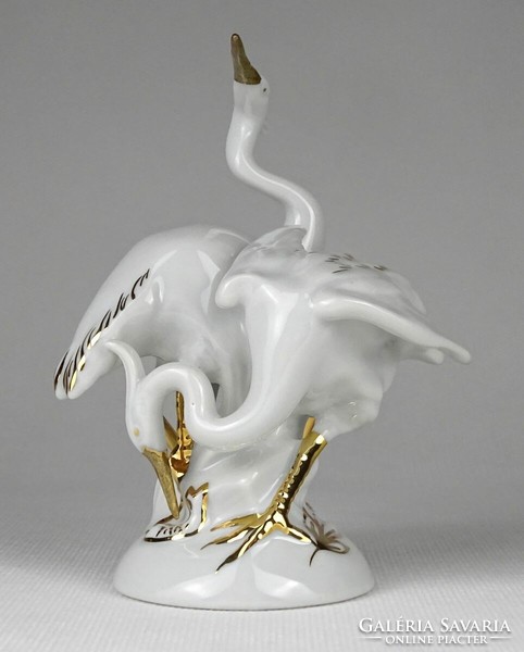 1P010 old royal dux porcelain egret bird pair