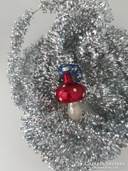 Mushroom - old glass Christmas tree ornament - small