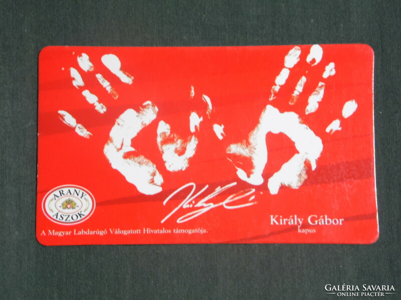 Card calendar, golden aces beer, dreher brewery, national football team, handprint of Gábor Király, 2003