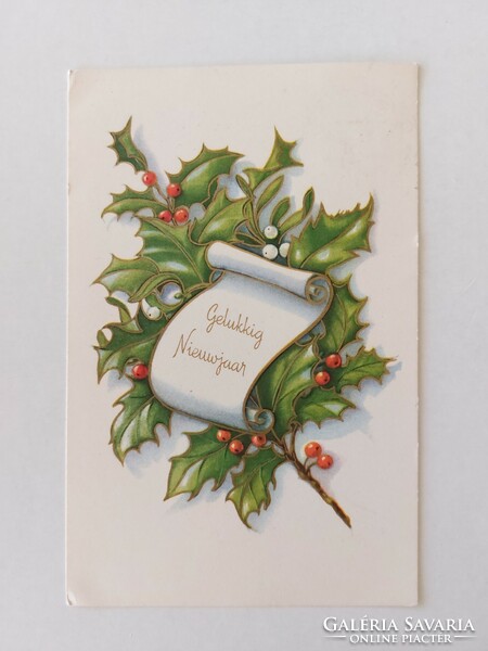 Régi képeslap karácsonyi levelezőlap magyalág