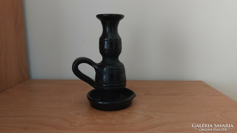 (K) beautiful reed yard black ceramic vase approx. 18 cm high by József Nagy