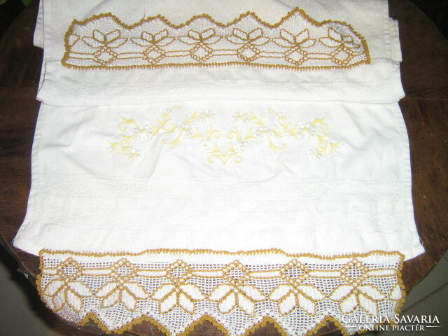 Beautiful white crocheted embroidered towel