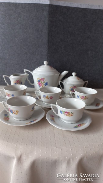 Zsolnay elf-eared, marked, 5-person tea set