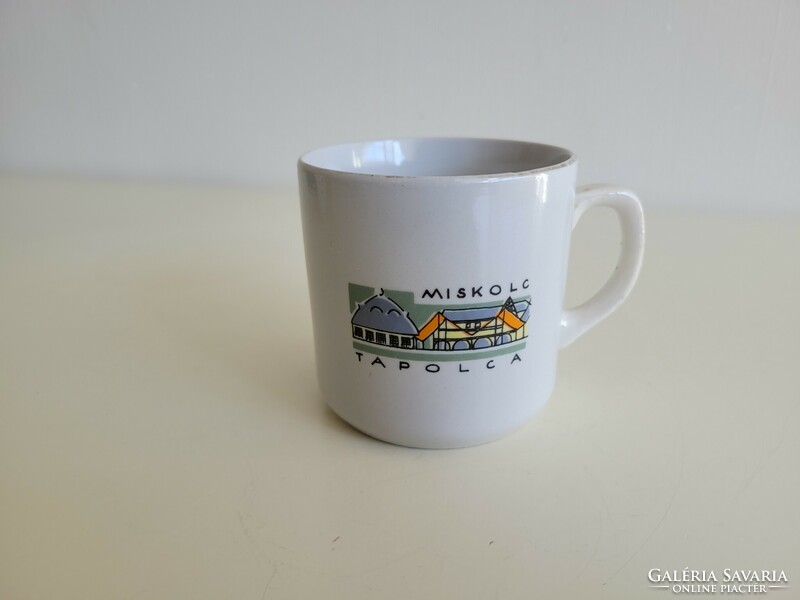 Retro porcelain mug miskolc miskolcta shelf memory mid century souvenir