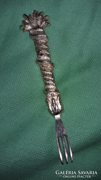 Antique cast iron dessert fork with gilded handle 9 cm in very nice condition as shown in the pictures