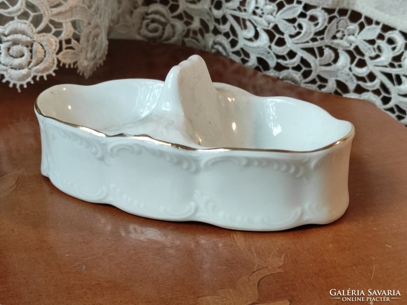 Vintage-style Arpo Romanian gold-edged porcelain table salt shaker