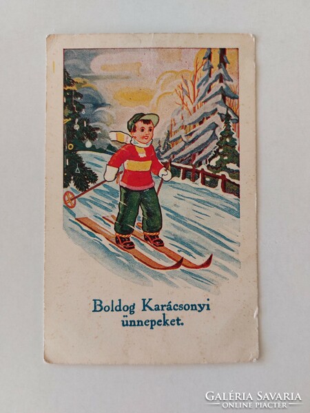 Old postcard 1939 Christmas postcard screaming boy