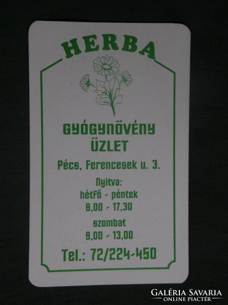 Card calendar, herba herbal shop, Pécs, 2002