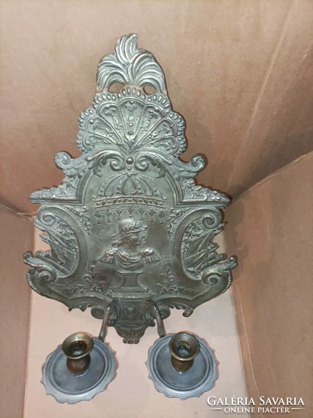 XIX. Century metal wall candle holder, 42 cm long. Baroque