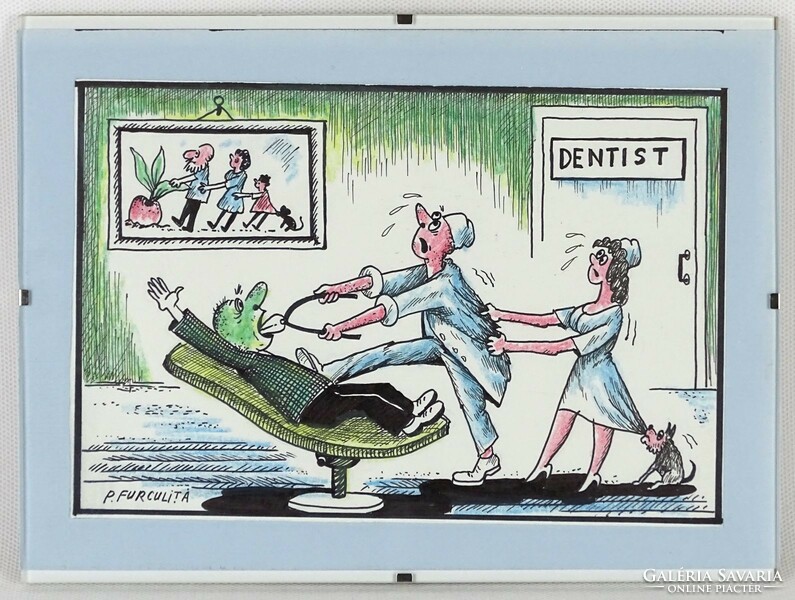 1P046 P. Furculita : Dentist - Fogorvos karikatúra