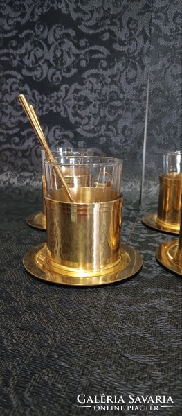 Art-Deco 4 db üveg teás pohár  ALKUDHATÓ