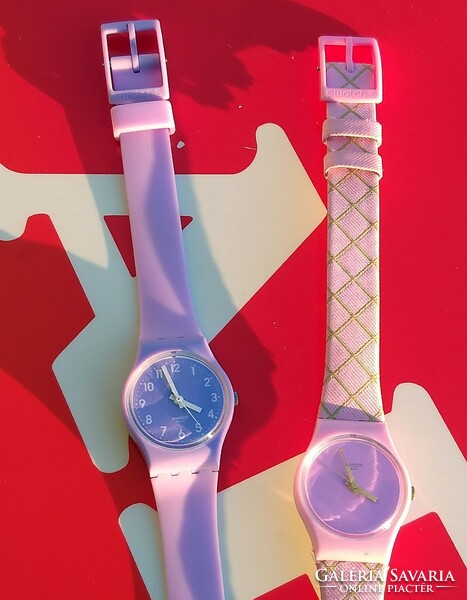 Swatch női svájci karóra karórák retro lila,rózsaszín extra hosszú szíjjal