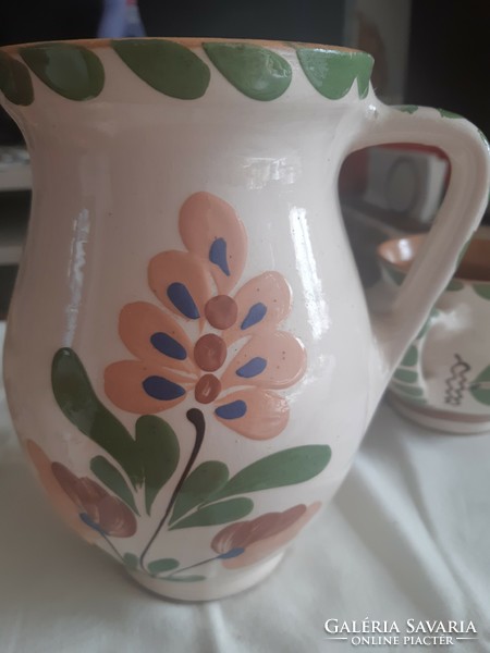 Ceramic jug + 3 mugs