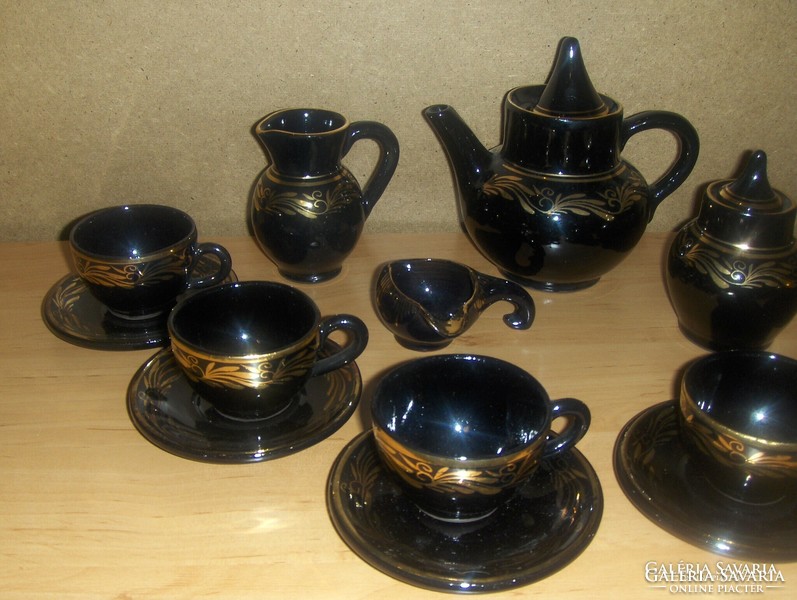 Black porcelain coffee set with gold decoration (14 / k)