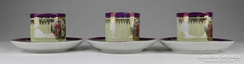1P125 Régi lila porcelán kávéscsésze 3 darab