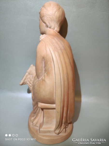 MOST ÉRDEMES VINNI! Kelemen Kristóf Ülő nő tükörrel terrakotta szobor 34,5 cm
