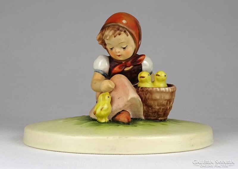 1O984 antique hummel porcelain figure feeding chicks