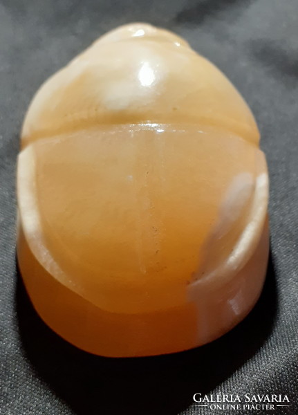 Scarab - hand carved onyx leaf weight - ancient Egyptian motif 7cm