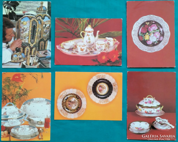 Herend porcelain ornaments on a postcard in a collector's booklet, postal clean, 1979