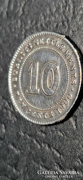 Straits settlements 10 cents, 1900 (Straits settlements), without mint mark.