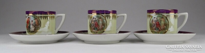 1P125 old purple porcelain coffee cup 3 pieces