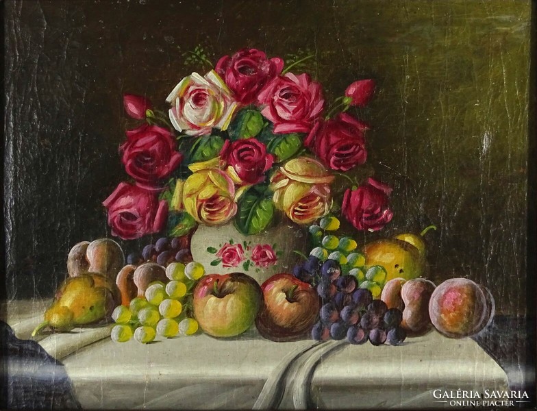 1P061 with paste marking: table still life with flowers