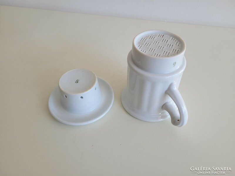 Old vintage size 5 Czechoslovak porcelain coffee maker filter glass and filter part