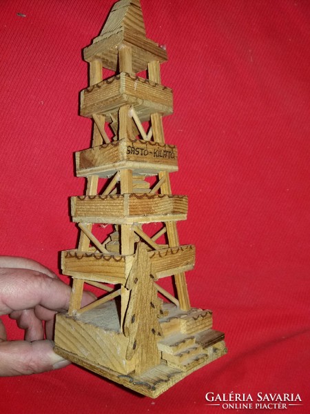 Retro fa SÁSTÓ -Kilátó Iparművész utazási emlék makett asztali , polcdísz a képek szerint