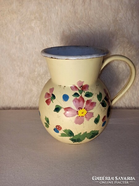 Huge enamel jug with Zsolnay porcelain pouring pattern