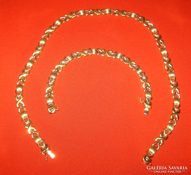 51 Gr beautiful bicolor 14 carat gold chain and bracelet set