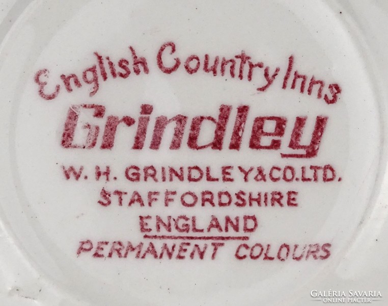 1P116 antique w.H. Grindley English faience plate pair 14.5 Cm