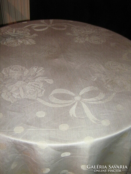 Beautiful rosy vintage damask tablecloth