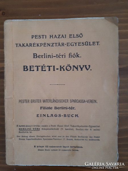 Pesti Hazai Első Takarékpénztár Egyesület Betéti-könyv, 1917