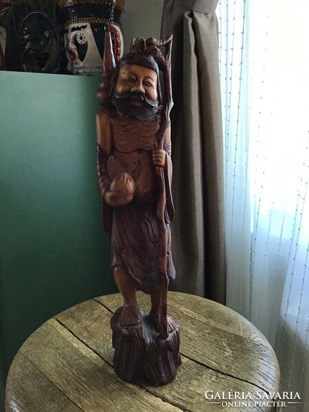 Old Chinese carved wooden statue