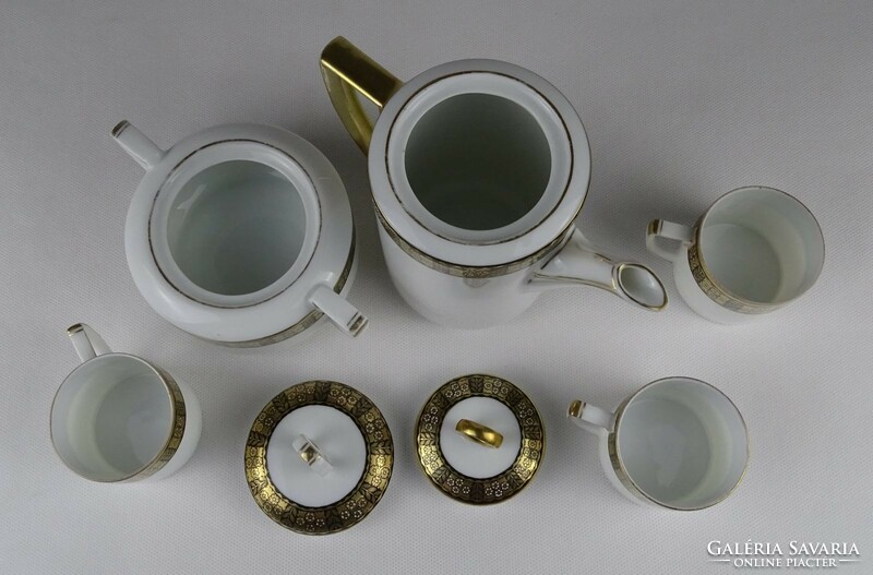 1P114 Régi jelzett Imperial Calais aranyozott porcelán kávéskészlet