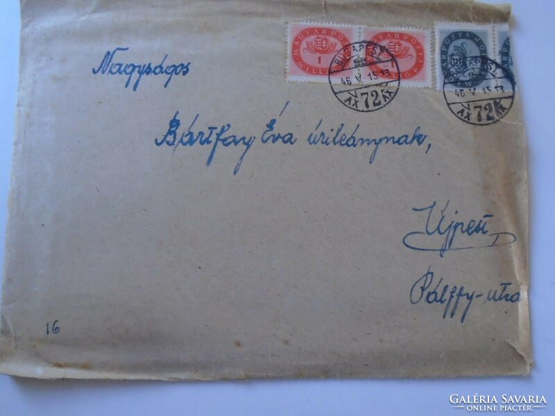 Za454.52 Letter 1946 milpengő stamp Budapest Juhász László Újpest Bártfay - content