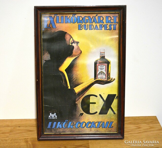 EX likőrgyár likőr cocktail retro XX.század eleji reklámplakát 1970 évek végi reprint nyomata plakát