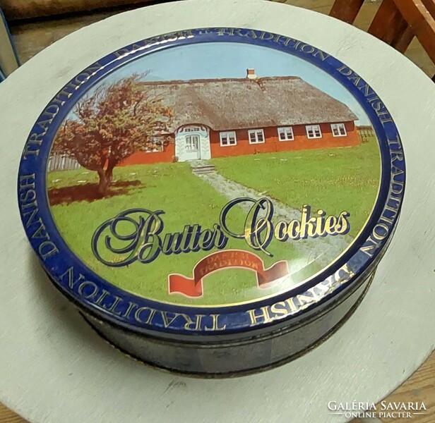 Vintage large metal biscuit tin, Danish butter cookies, perhaps from the 60s and 70s