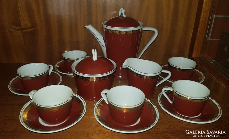 Hollóházi (1949-1970) között készült 6 személyes porcelán mokkás/kávés készlet+cigaretta tartó szett