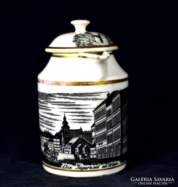 XIX. Sz. Vege Biedermeier style porcelain cafe small jug with a lid!