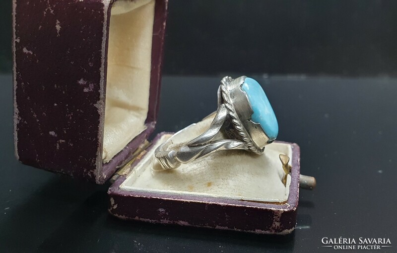 Kézműves Iráni Türkiz Köves Ezüst Gyűrű