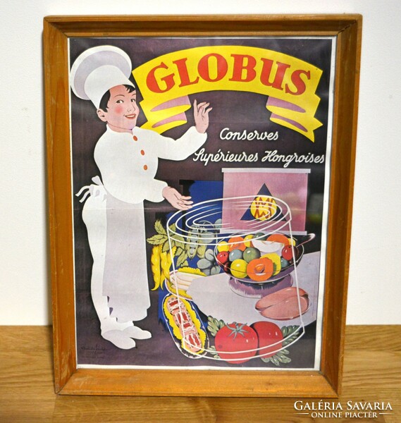 Globus konzerv retro XX.század eleji reklámplakát 1970 évek végi reprint nyomata plakát